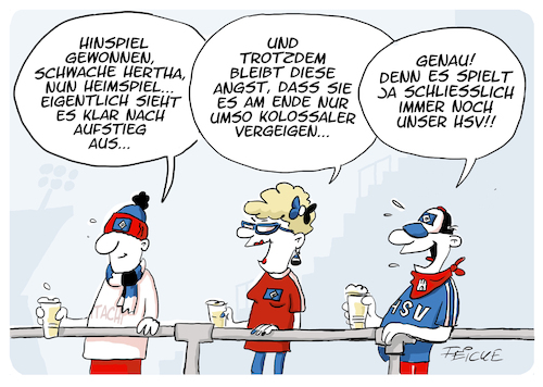 Cartoon: Halber Weg (medium) by FEICKE tagged hamburg,bundesliga,zwei,verein,hsv,sportverein,berlin,hertha,relegation,aufstieg,fussball,fußball,hamburg,bundesliga,zwei,verein,hsv,sportverein,berlin,hertha,relegation,aufstieg,fussball,fußball