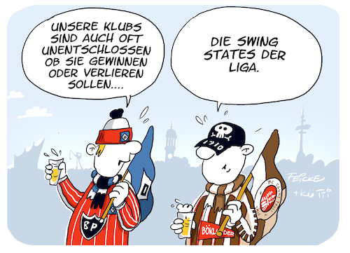 Cartoon: HSV FCSP Swingstates (medium) by FEICKE tagged hamburg,usa,amerika,wahl,trump,harris,aufstieg,fc,sp,fcsp,st,pauli,hsv,gefühle,bundesliga,zwei,verein,sportverein,fussball,fußball,hamburg,usa,amerika,wahl,trump,harris,aufstieg,fc,sp,fcsp,st,pauli,hsv,gefühle,bundesliga,zwei,verein,sportverein,fussball,fußball