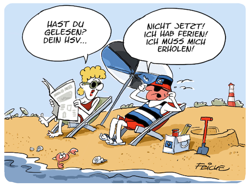 Cartoon: HSV Ferien (medium) by FEICKE tagged hamburg,sv,sportverein,fussball,bundesliga,ferien,schule,niederlage,hamburg,sv,sportverein,fussball,bundesliga,ferien,schule,niederlage