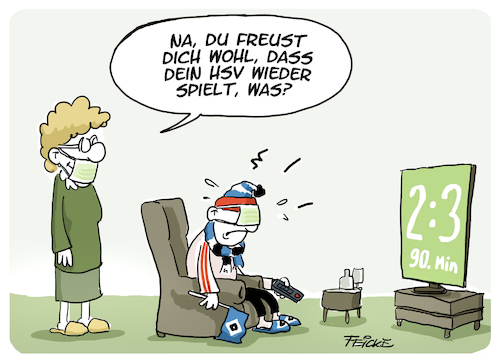 Cartoon: HSV Heidenheim (medium) by FEICKE tagged hamburg,sv,hsv,heidenheim,letzte,minute,corona,hamburg,sv,hsv,heidenheim,letzte,minute,corona