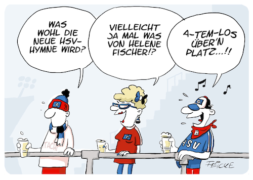 Cartoon: HSV Hymne (medium) by FEICKE tagged hsv,hamburg,sportverein,musik,lied,hymne,helene,fischer,atemlos,hsv,hamburg,sportverein,musik,lied,hymne,helene,fischer,atemlos