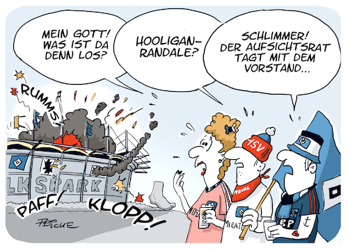 Cartoon: HSV Randale (medium) by FEICKE tagged hamburg,sportverein,hsv,stadion,fussball,fußball,bundesliga,zwei,aufsichtsrat,vortand,streit,randale,hooligan,kühne,hamburg,sportverein,hsv,stadion,fussball,fußball,bundesliga,zwei,aufsichtsrat,vortand,streit,randale,hooligan,kühne