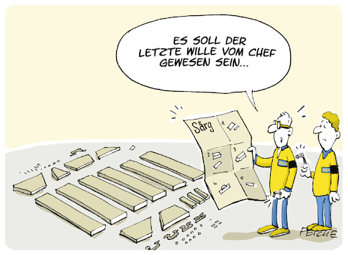 Cartoon: Ikea gründer verstorben (medium) by FEICKE tagged ikea,kamprad,tod,sarg,bestattung,ikea,kamprad,tod,sarg,bestattung