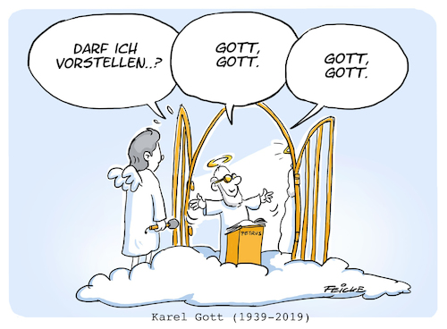 Cartoon: Karel Gott (medium) by FEICKE tagged karel,gott,schlager,sänger,pop,wortspiel,trauer,karel,gott,schlager,sänger,pop,wortspiel,trauer