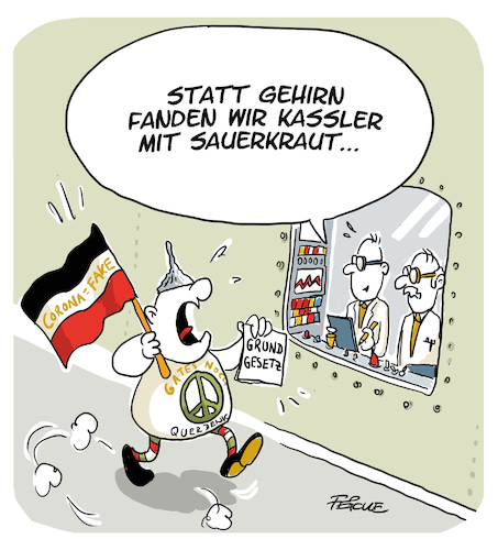 Cartoon: Kassler mit Sauerkraut (medium) by FEICKE tagged corona,pandemie,demo,demonstration,polizei,kassel,querdenken,protest,verscwörung,gegner,covidiot,feicke,corona,pandemie,demo,demonstration,polizei,kassel,querdenken,protest,verscwörung,gegner,covidiot,feicke