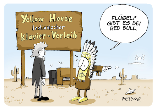 Cartoon: Klavierverleih (medium) by FEICKE tagged red,bull,rote,bullen,verleiht,flügel,getränk,wortspiel,red,bull,rote,bullen,verleiht,flügel,getränk,wortspiel