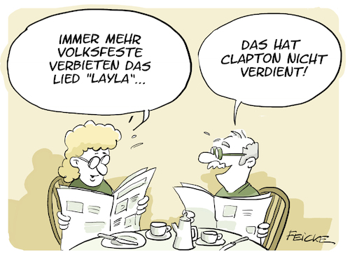 Cartoon: Layla verboten (medium) by FEICKE tagged lied,volksfest,musik,schlager,mallorca,asozial,sexismus,layla,eric,clapton,lied,volksfest,musik,schlager,mallorca,asozial,sexismus,layla,eric,clapton