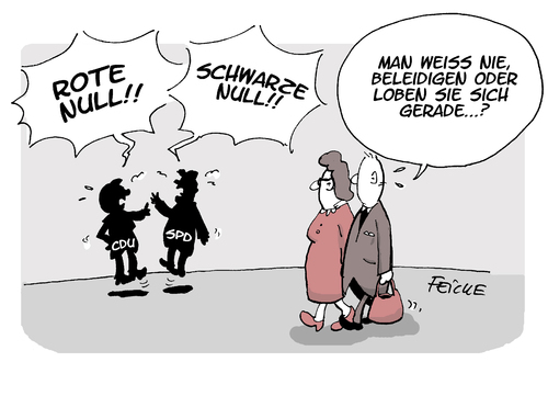 Cartoon: Lob oder Leid (medium) by FEICKE tagged null,haushalt,ausgeglichen,bundestag,bundes,finanzen,finanzminister,minister,beleidigung,politik,grosse,koalition,null,haushalt,ausgeglichen,bundestag,bundes,finanzen,finanzminister,minister,beleidigung,politik,grosse,koalition