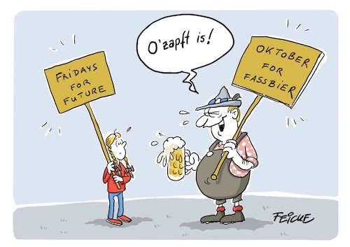 Cartoon: Ozapft is greta (medium) by FEICKE tagged oktoberfest,bier,umwelt,klima,greta,demo,ignoranz,oktoberfest,bier,umwelt,klima,greta,demo,ignoranz