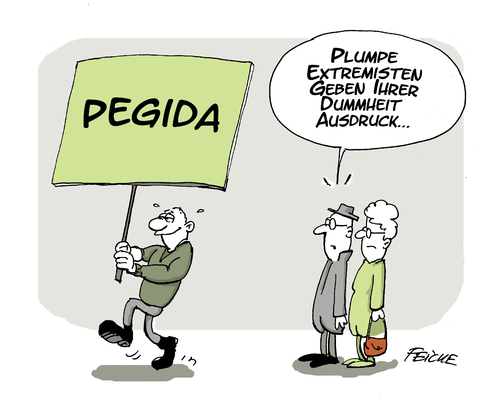 Cartoon: Pegidiot (medium) by FEICKE tagged pegida,nazis,extremisten,ausländer,rassismus,demokratie,demonstration,pegida,nazis,extremisten,ausländer,rassismus,demokratie,demonstration