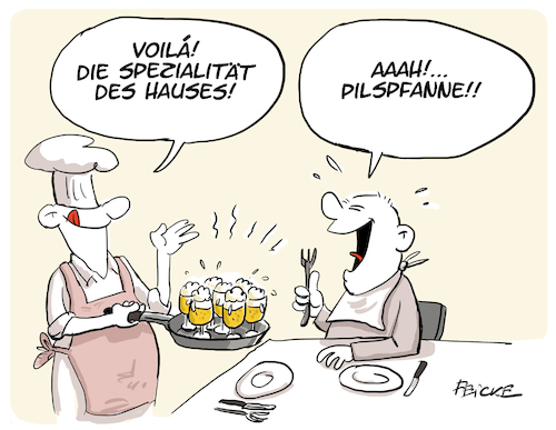 Cartoon: Pilzpfanne (medium) by FEICKE tagged pils,pilz,bier,speise,restaurant,gourmet,pils,pilz,bier,speise,restaurant,gourmet