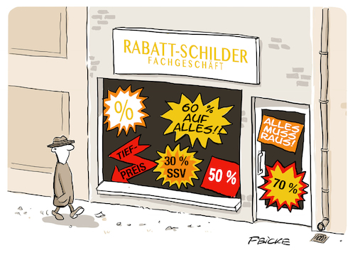 Cartoon: Rabatt (medium) by FEICKE tagged nonsens,rabatt,laden,werbung,nonsens,rabatt,laden,werbung