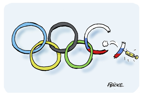Cartoon: Russland Teilausschluss (medium) by FEICKE tagged olympia,russland,ausschluss,doping,ion,olympia,russland,ausschluss,doping,ion