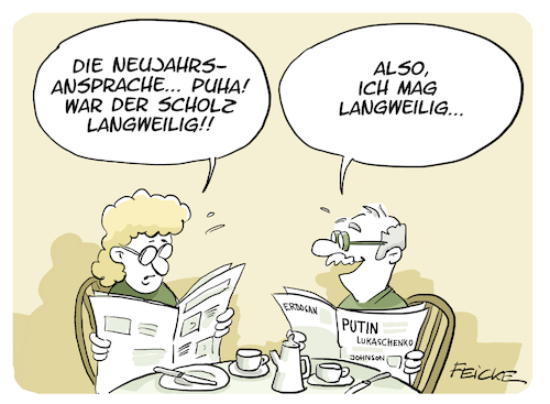 Cartoon: Scholz langweilig (medium) by FEICKE tagged scholz,putin,erdogan,lukaschenko,johnson,politik,langweilig,stil,naturell,rede,scholz,putin,erdogan,lukaschenko,johnson,politik,langweilig,stil,naturell,rede