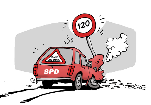 Cartoon: Sigi an Bord (medium) by FEICKE tagged sigmar,gabriel,spd,sozialdemokraten,peer,steinbrück,wahlkampf,tempolimit,autobahn,sigmar,gabriel,spd,sozialdemokraten,peer,steinbrück,wahlkampf,tempolimit,autobahn