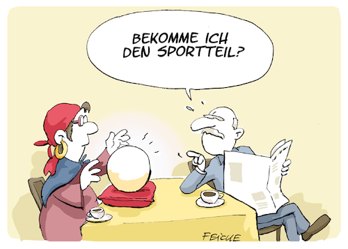 Cartoon: Sportteil (medium) by FEICKE tagged sportteil,zeitung,lesen,frühstück,sportteil,zeitung,lesen,frühstück