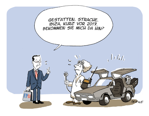 Cartoon: Straches wunsch (medium) by FEICKE tagged strache,fpö,österreich,zurück,in,die,zukunft,film,politik,skandal,ibiza,strache,fpö,österreich,zurück,in,die,zukunft,film,politik,skandal,ibiza