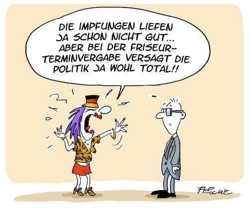 Cartoon: Terminvergabe (medium) by FEICKE tagged corona,pandemie,termin,impfen,impfung,frisur,friseur,chaos,politik,kritik,feicke,corona,pandemie,termin,impfen,impfung,frisur,friseur,chaos,politik,kritik,feicke