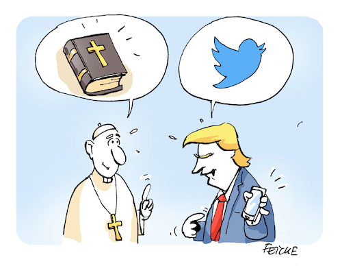 Cartoon: Trump Audienz (medium) by FEICKE tagged trump,papst,pope,kirche,katholik,audienz,twitter,bibel,bible,trump,papst,pope,kirche,katholik,audienz,twitter,bibel,bible