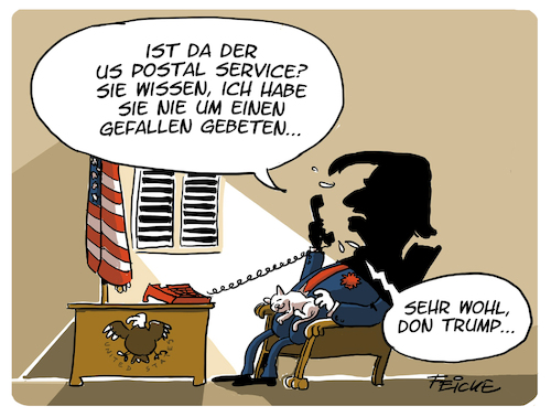 Cartoon: Trump Postal service (medium) by FEICKE tagged trump,usa,post,wahl,betrug,mafia,trump,usa,post,wahl,betrug,mafia