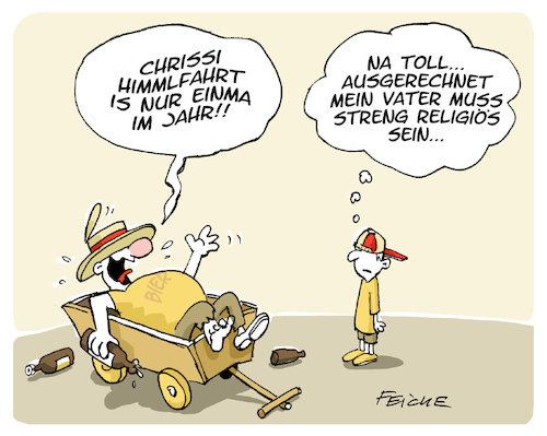 Cartoon: Vatertag religiös (medium) by FEICKE tagged himmelfahrt,christen,christentum,feiertag,religion,vatertag,herrentag,männertag,himmelfahrt,christen,christentum,feiertag,religion,vatertag,herrentag,männertag