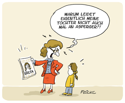 Cartoon: Vorbild Greta (medium) by FEICKE tagged greta,friday,for,future,asperger,autismus,klima,wandel,protest,demonstration,generation,jugend,greta,friday,for,future,asperger,autismus,klima,wandel,protest,demonstration,generation,jugend