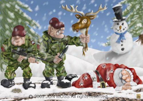 Cartoon: Suspicious Devices (medium) by jonmoss tagged paratroopers,christmas,cartoon