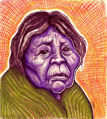 Cartoon: Skokomish woman (medium) by grant tagged skokomish,also,known,as,the,twana,are,native,american,tribe,in,western,washington,state