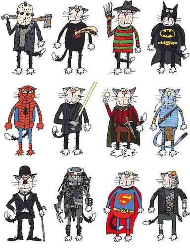 Cartoon: American movies (medium) by Sergei Belozerov tagged chaplin,cat,alien,freddy,batman,spiderman,jedi,hobbit,avatar,predator,superman,terminator,movie,film,hollywood,casting