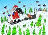 Cartoon: Santa (small) by Sergei Belozerov tagged nickel,santa,claus,weihnachtsmann,cat,hare,ski