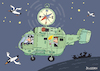 Cartoon: Suchhubschrauber (small) by Sergei Belozerov tagged hubschrauber,suche,kompass,verlust,verschwinden,polizei,helicopter,compass