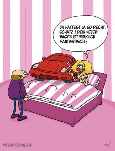 Cartoon: Autoliebhaber (medium) by mil tagged auto,liebe,mann,frau,mil