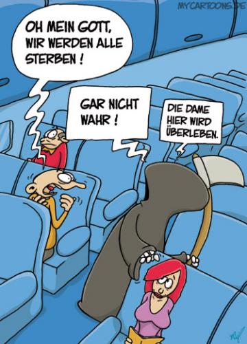 Cartoon: Der Tod reist mit (medium) by mil tagged tod,tot,mann,frau,angst,überleben,mil