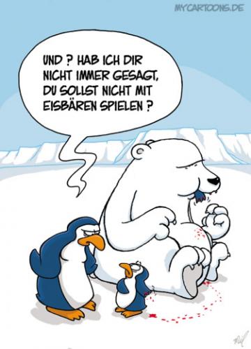 Cartoon: Falscher Umgang (medium) by mil tagged pinguin,eisbär,spiel,mutter,kind,verbot,verletzung,mil