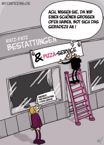 Cartoon: Extra-Service (medium) by mil tagged bestattungsunternehmen,pizza,service,marketing,mil,