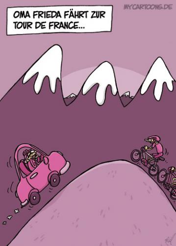 Cartoon: Frieda on Tour (medium) by mil tagged oma,frieda,auo,fahrrad,bergtour,tour,de,france,mil