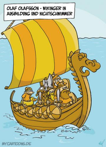 Cartoon: Wikinger Azubi (medium) by mil tagged wikinger,olaf,azubi,nichtschwimmer,schiff,mil