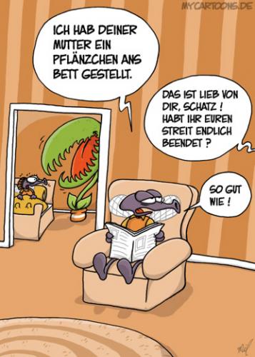 Cartoon: Zum Muttertag (medium) by mil tagged mutter,muttertag,fliege,pflanze,geschenk,streit,mil