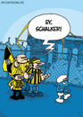 Cartoon: Schalker (small) by mil tagged bvb,dortmund,schalke,westfalenstadion,fußball,fans,ärger,revierderby,ruhrpott,schlumpf,verwechslung