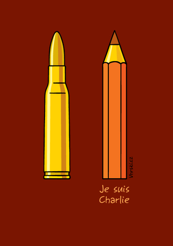 Cartoon: Je suis Charlie (medium) by Vhrsti tagged charlie,hebdo,terrorists,killing,pencil,bullet