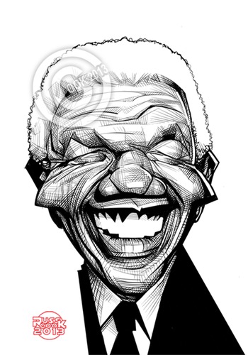 Cartoon: Nelson Mandela (medium) by Russ Cook tagged nelson,mandela,russ,cook,anc,south,africa,caricature,digital,drawing,apartheid