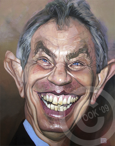 Cartoon: Tony Blair (medium) by Russ Cook tagged politics,canvas,acrylic,zeichnung,karikaturen,karikatur,painting,kingdom,united,uk,cook,russ,minister,prime,labour,blair,tony