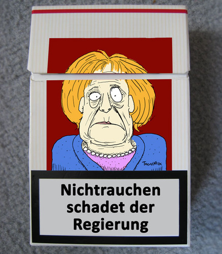 Cartoon: Die Bundesuschi sagt (medium) by Toonmix tagged rauchen,zigaretten,merkel,preiserhöhung
