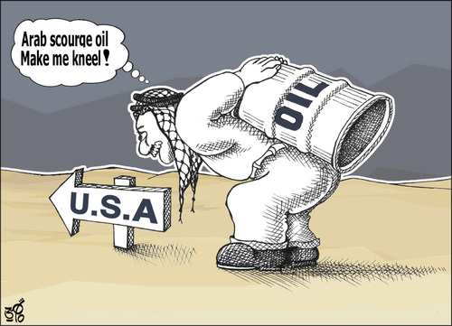 Cartoon: arab oil (medium) by samir alramahi tagged arab,petrol,ramahi,palestine,usa,oil,politics