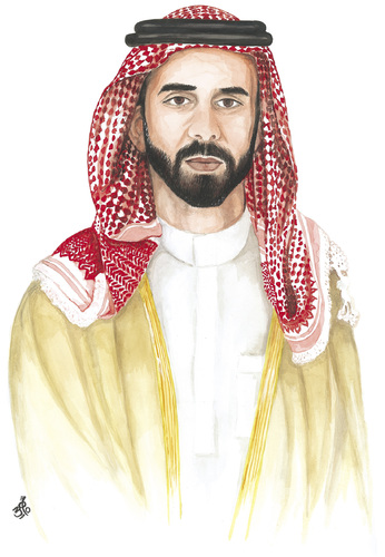 Cartoon: Prince Ghazi of Jordan (medium) by samir alramahi tagged prince,ghazi,jordan,arab,scarf,ramahi,cartoon,portrait