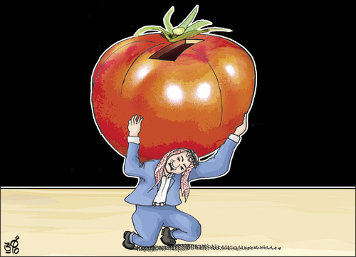 Cartoon: TOMATO and ELECTION (medium) by samir alramahi tagged jordan,tomato,elections,parliamentary,democracy,cartoon,ramahi,arab