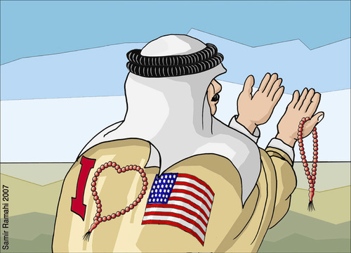 Cartoon: USA lover (medium) by samir alramahi tagged arab,ramahi,usa,lover,politics