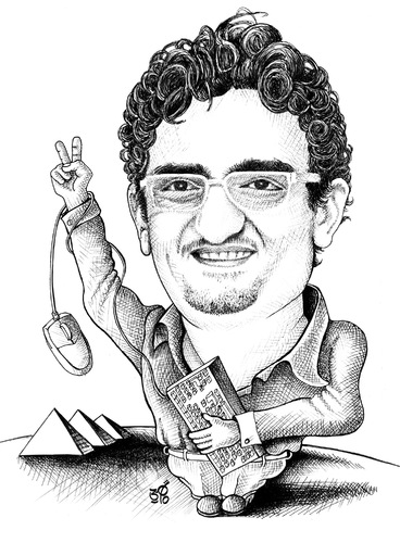 Cartoon: Wael Ghonim of Egypt (medium) by samir alramahi tagged egypt,mubarak,arab,wael,ghonim,egyptian,revolution,ramahi,cartoon