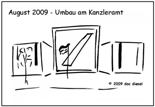 Cartoon: Bankenkrise im Kanzleramt (medium) by docdiesel tagged kanzleramt,ackermann,deutsche,bank,merkel,steuergeld,party
