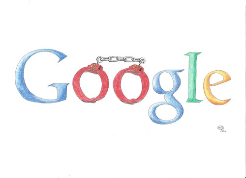 Cartoon: China zensiert Google I (medium) by Erwin Pischel tagged china,google,zensur,meinungsfreiheit,pischel